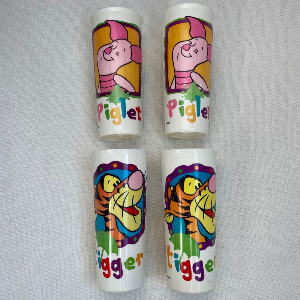 Vintage Tupperware Winnie the Pooh & Tigger and Pooh & Piglet Tumblers